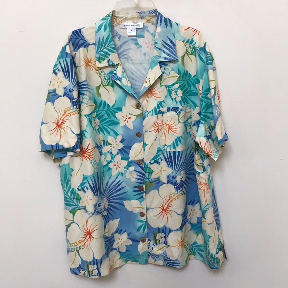 Kriss Kross 100% Silk Hawaiian Shirt 16